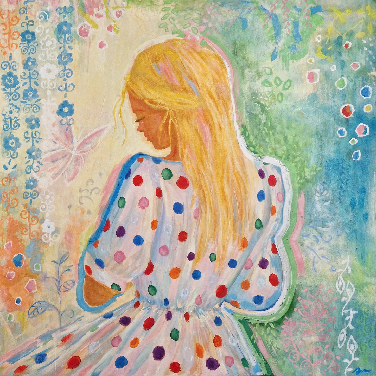 Elektrische Lippen Original Mixed Media Gemälde 60x80cm