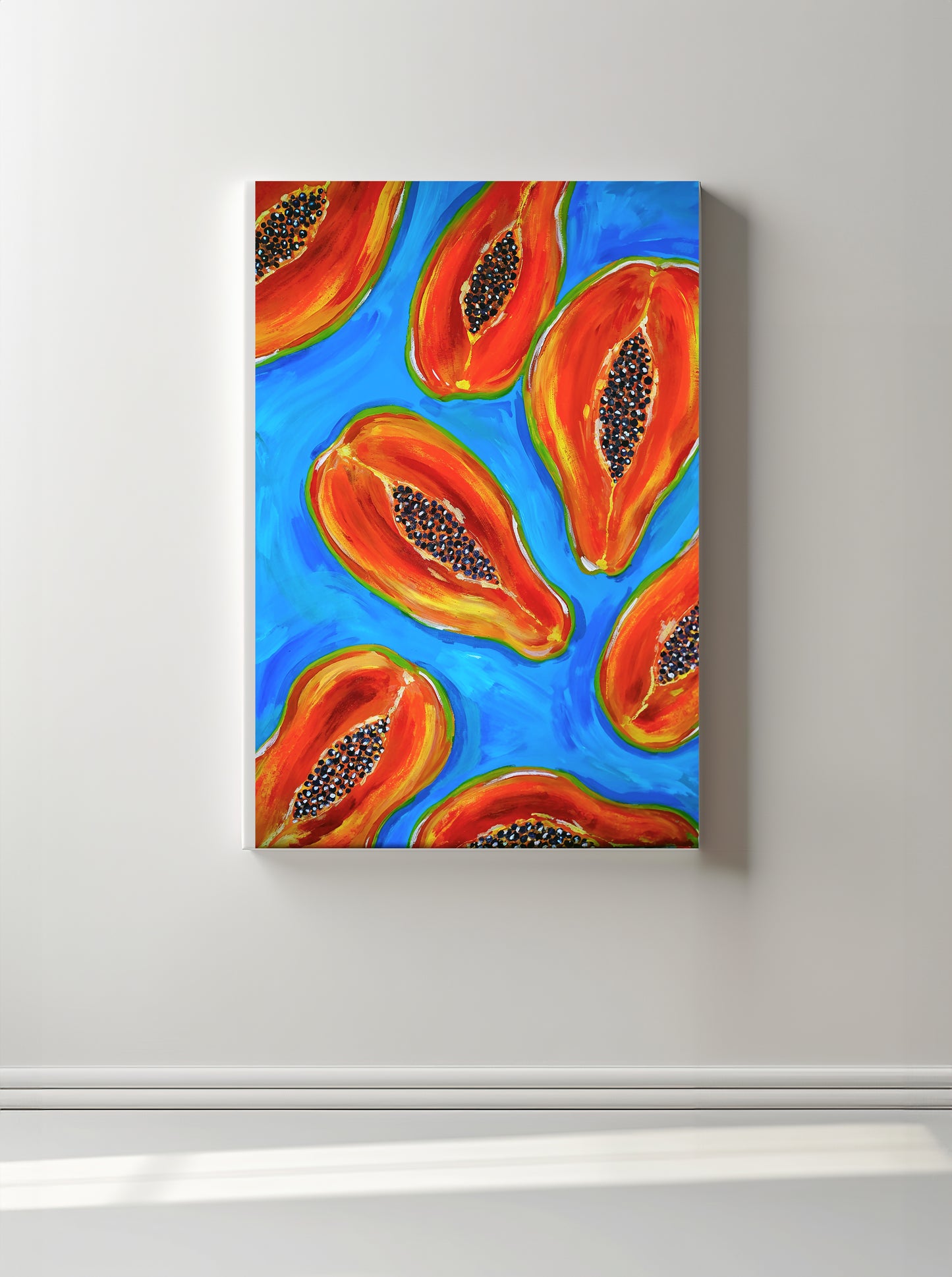Papaya Split Original Mixed Media Gemälde 50x70cm