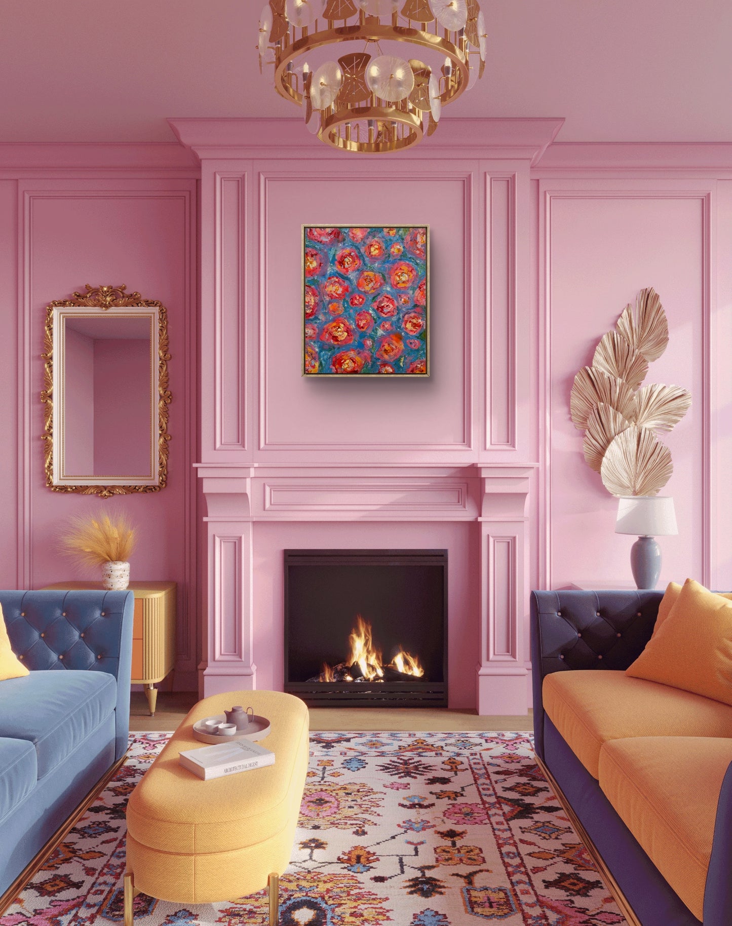 "Zurich Fountain in Spring" Original Acrylic Painting 50x60cm