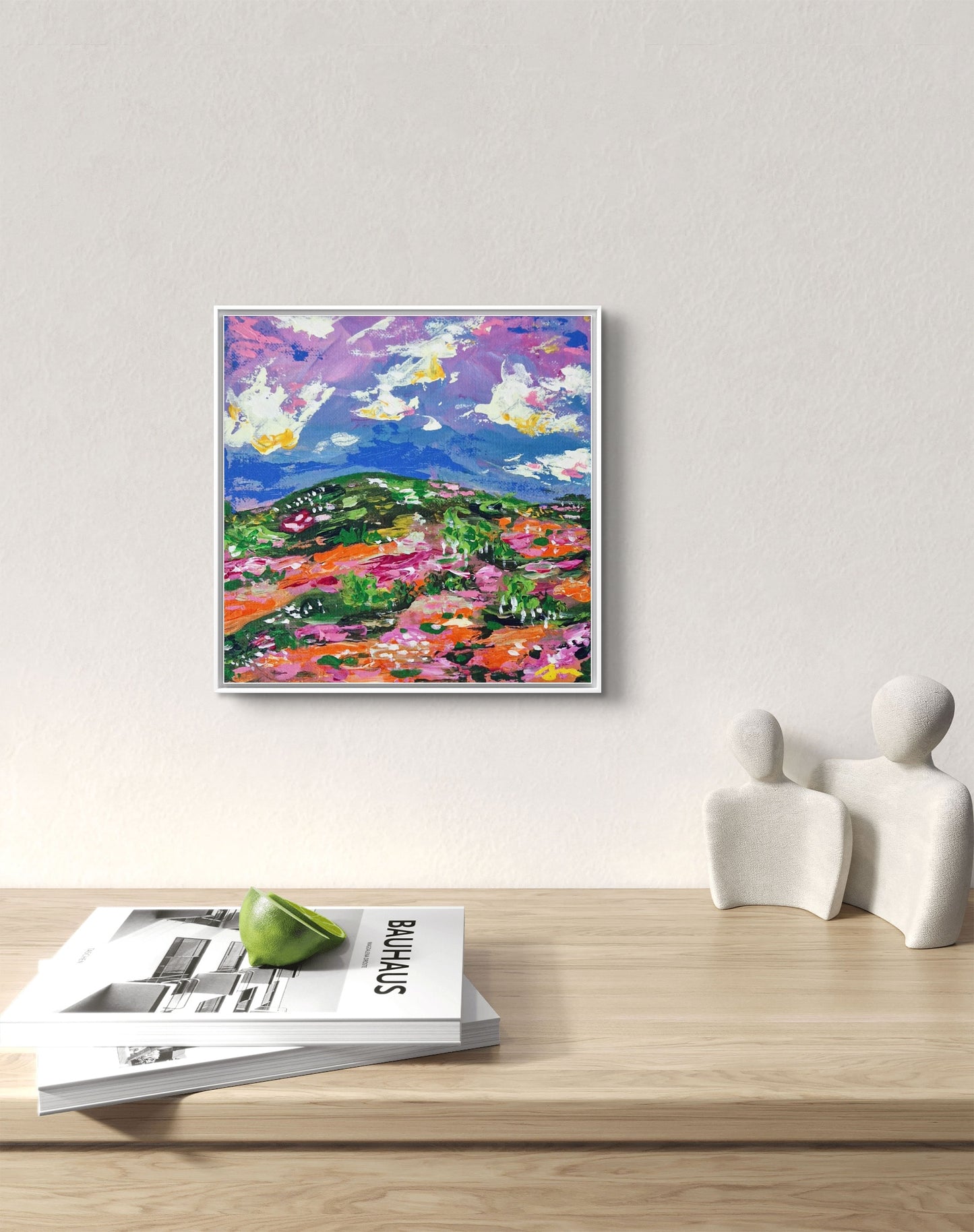 "Clouds Over the Bloomfields" Original Acrylic Painting 20x20cm