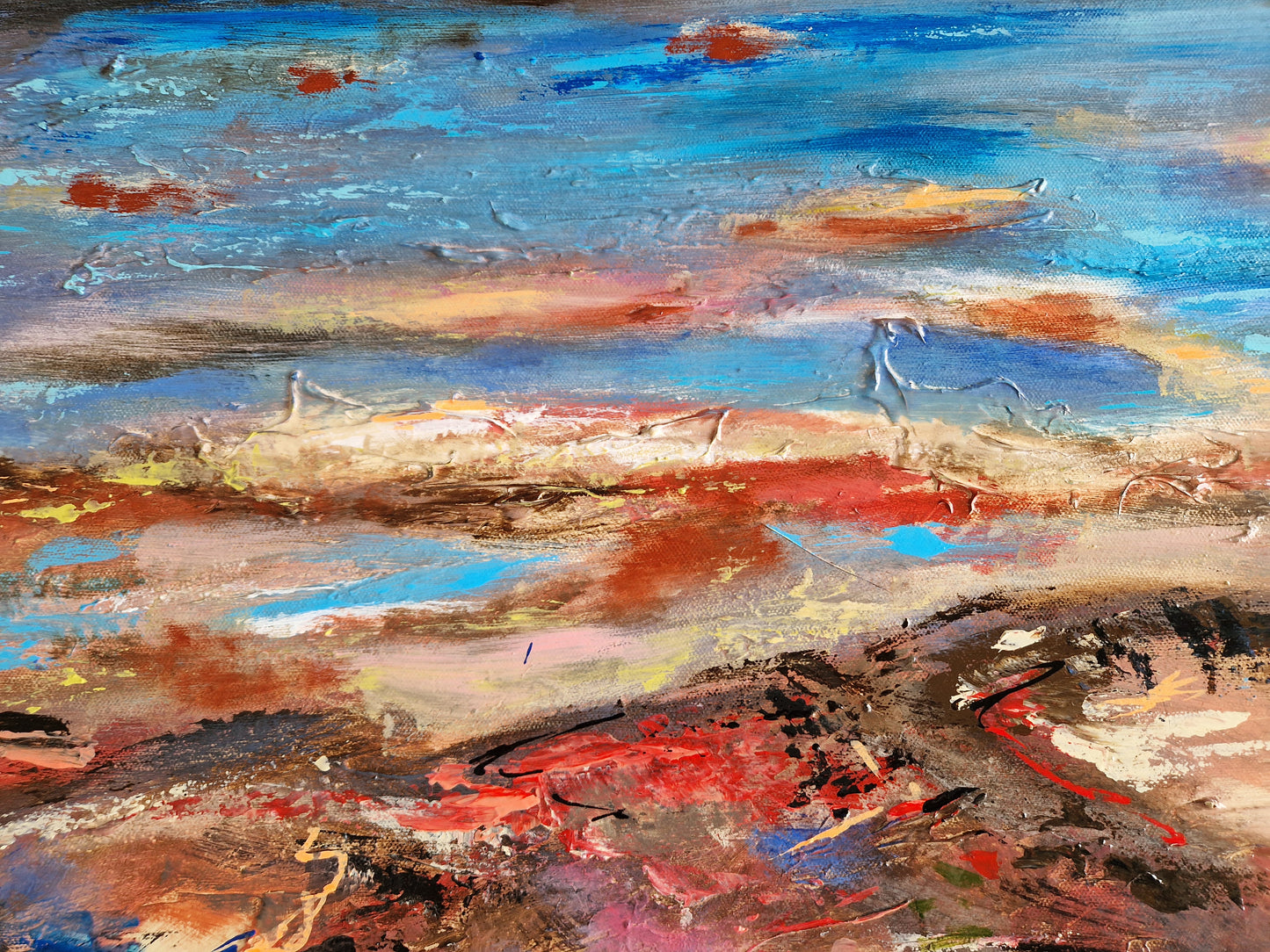 "The Quiet Between Fires" Original Mixed Media Painting 100x80cm