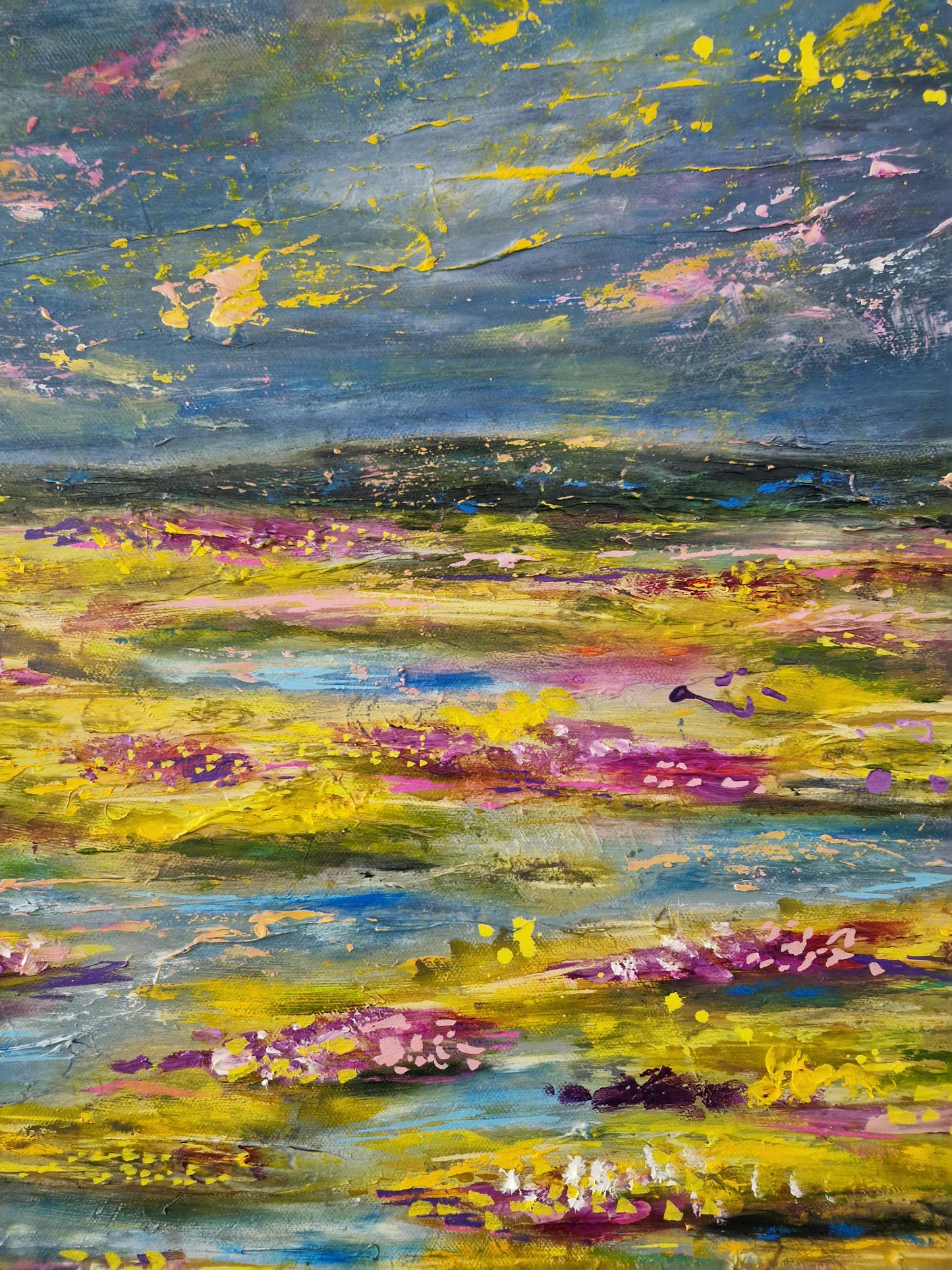 "A Field that Chose Joy" Original Mixed Media Painting 60x60cm