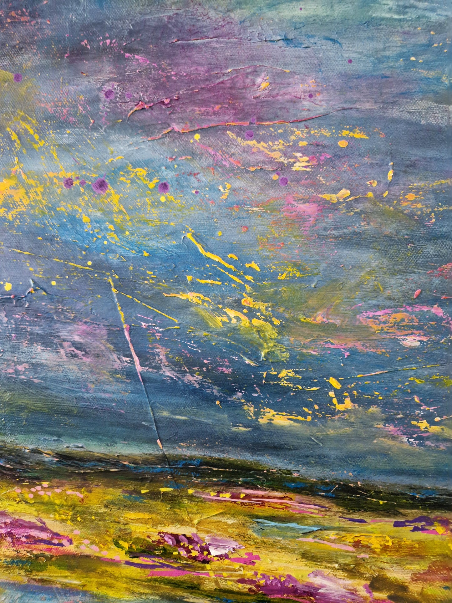 "A Field that Chose Joy" Original Mixed Media Painting 60x60cm