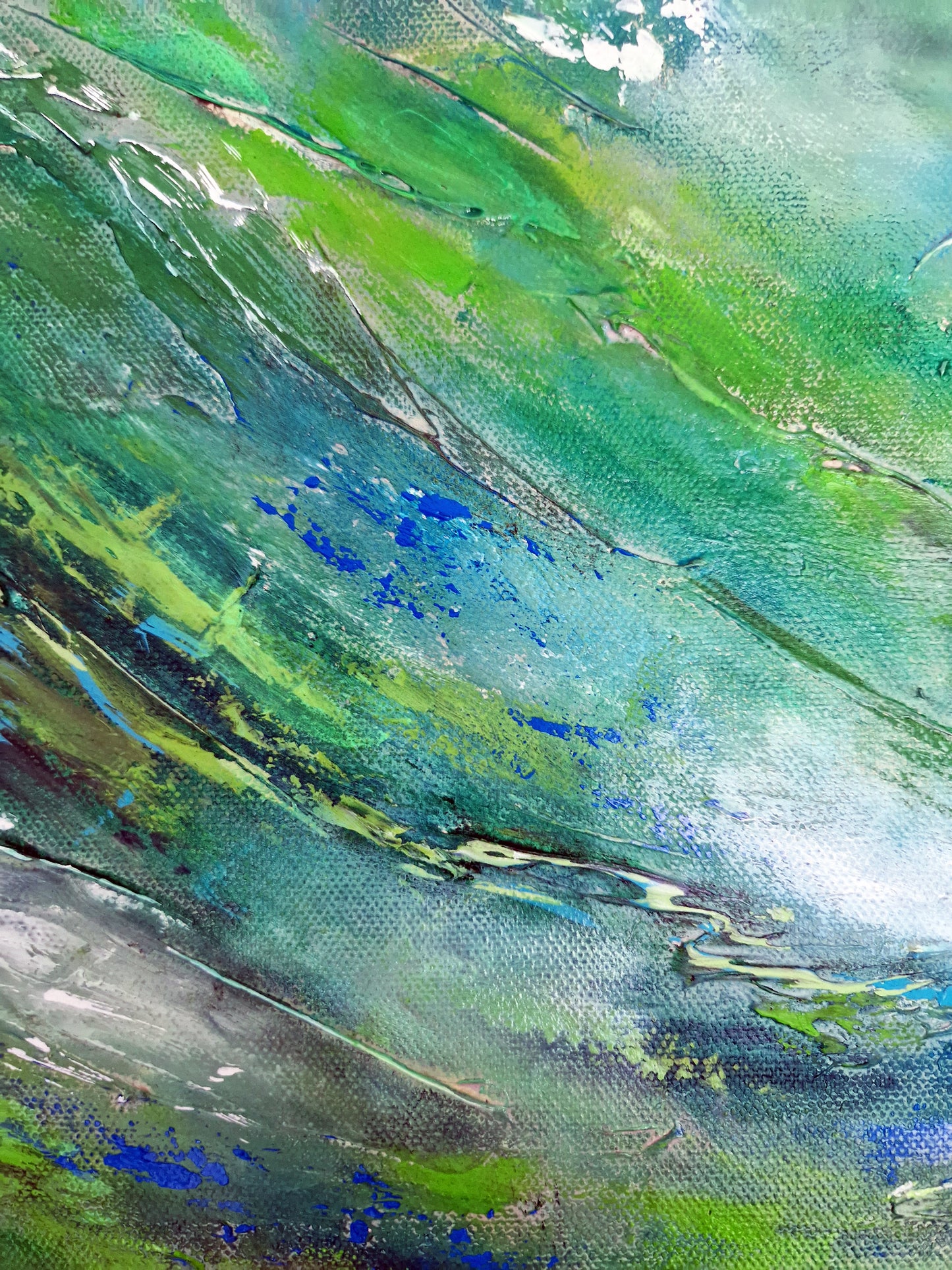 "When the Night Turned Green" Original Mixed Media Painting 40x40cm