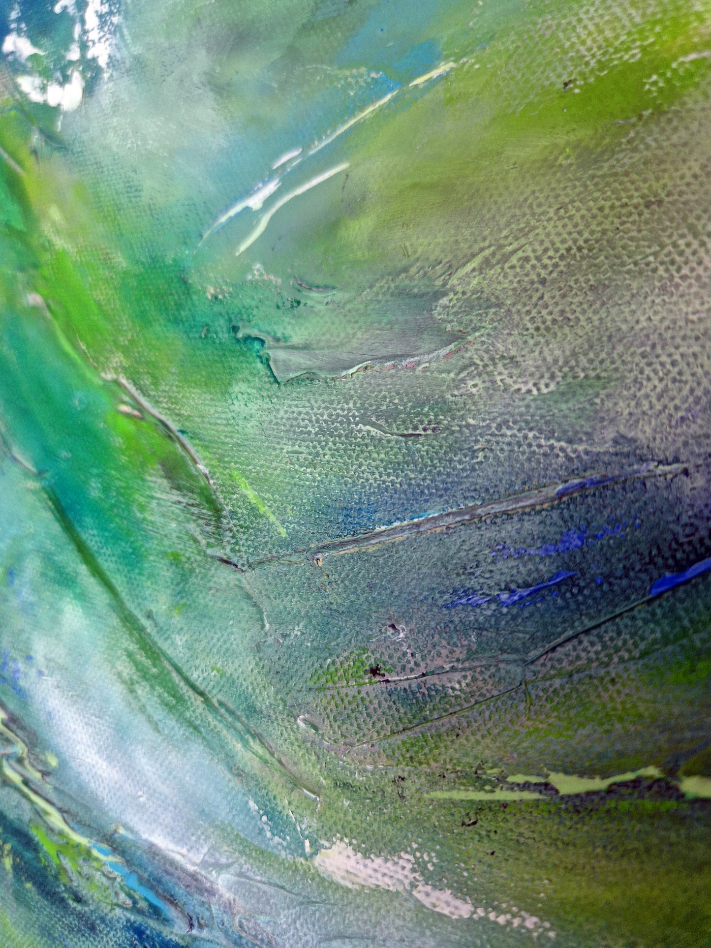 "When the Night Turned Green" Original Mixed Media Painting 40x40cm
