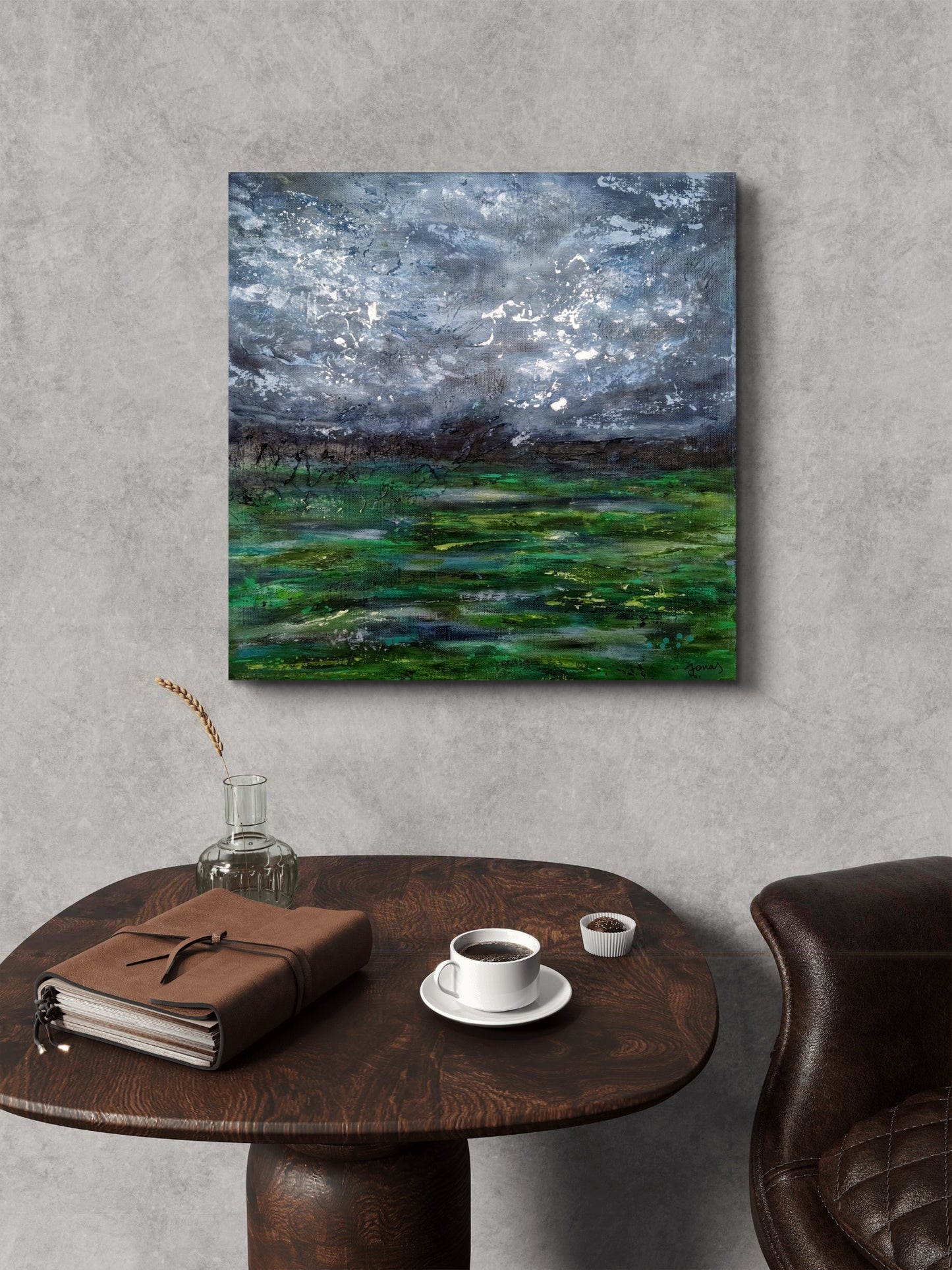 "Under the Restless Sky" Original Mixed Media Painting 40x40cm