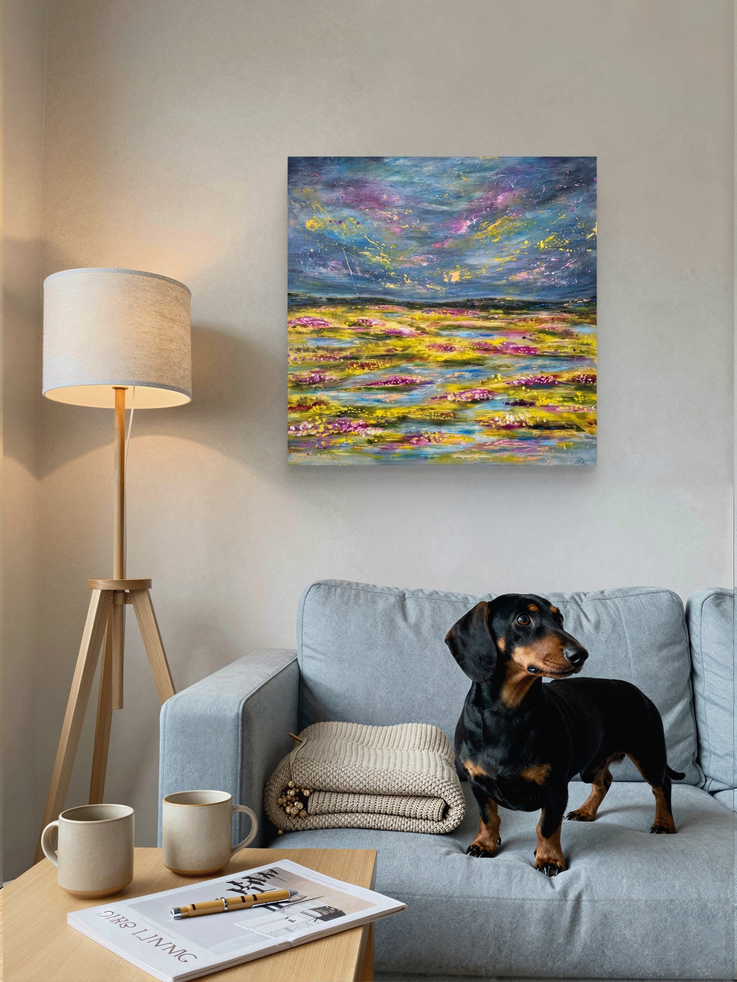 "A Field that Chose Joy" Original Mixed Media Painting 60x60cm