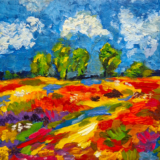 "Luscious Fields" Original Oil Painting 20x20cm