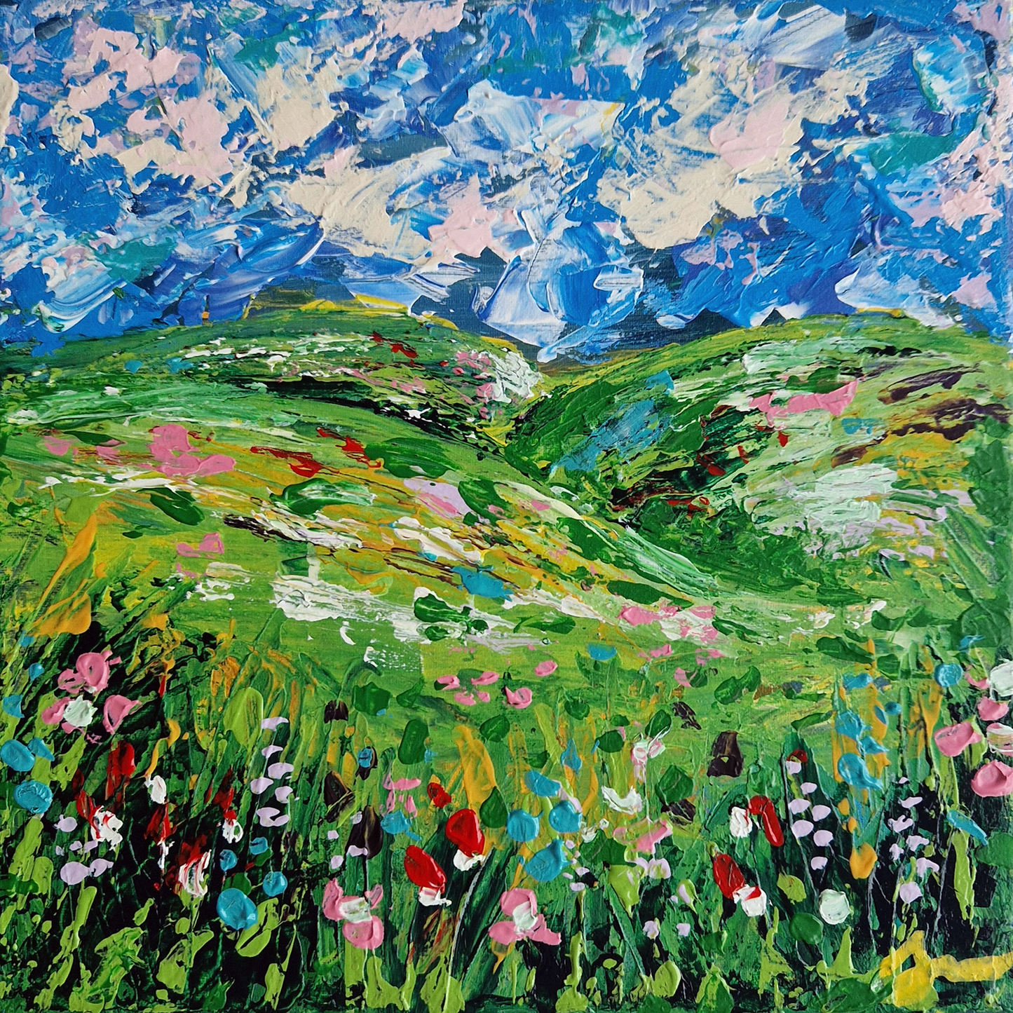 "Spring Unfolding" Original Acrylic Painting 20x20cm