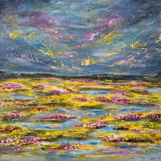 "A Field that Chose Joy" Original Mixed Media Painting 60x60cm