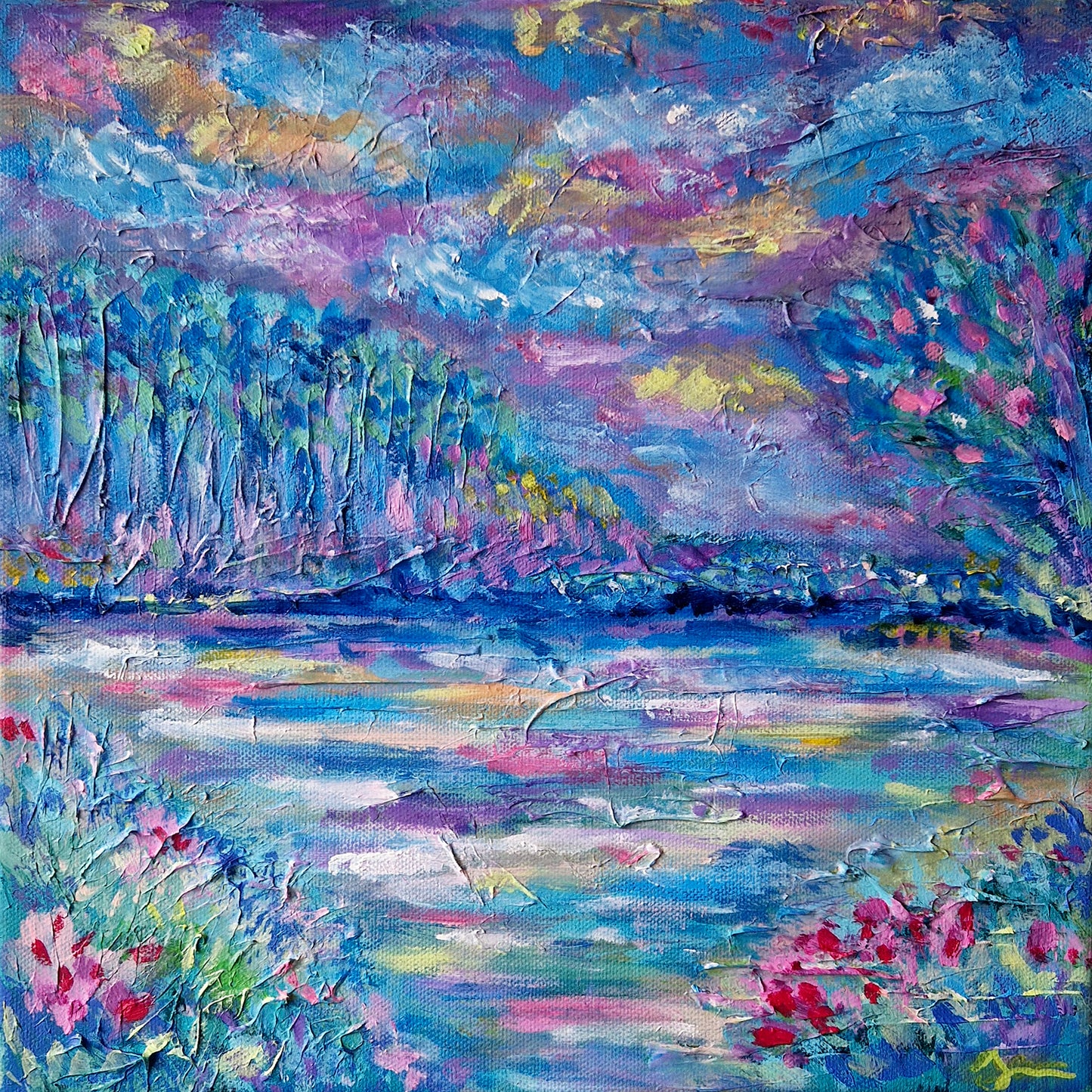 "At the Edge of Memory" Original Mixed Media Painting 30x30cm