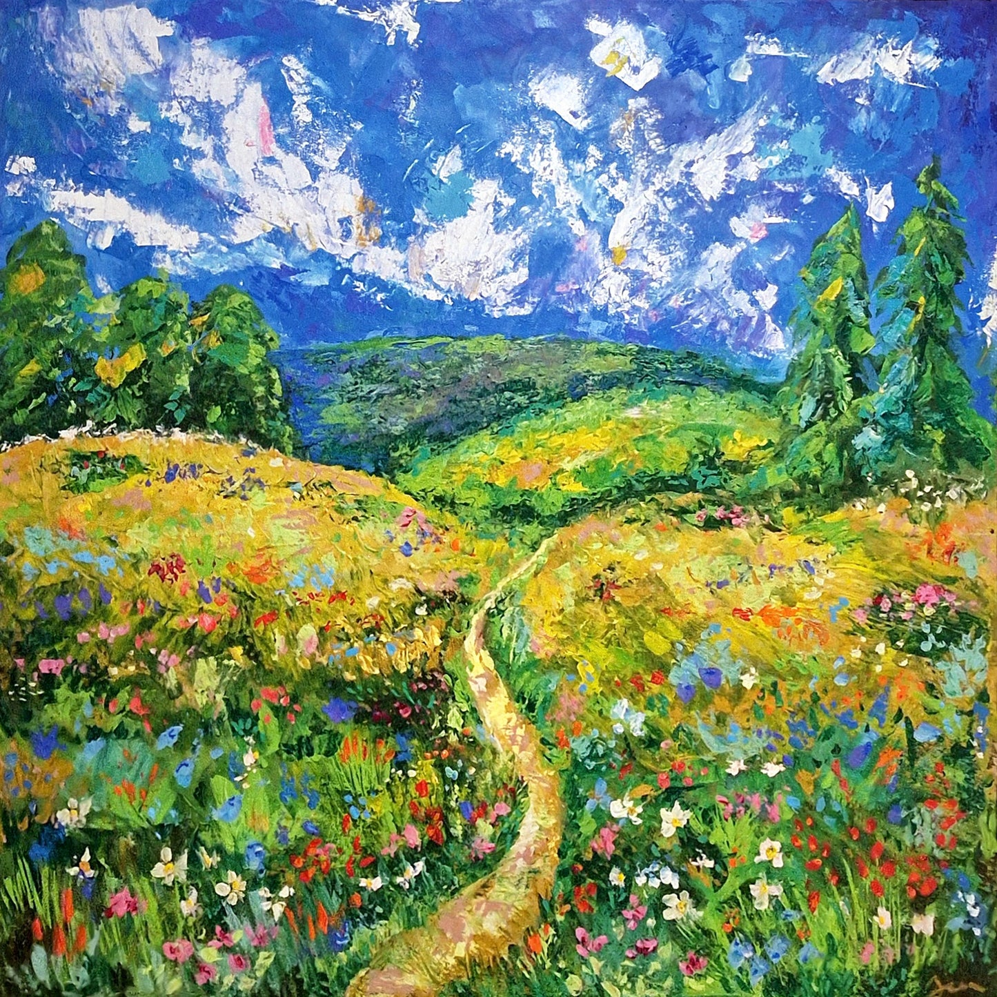 "Meadows Remember Who We Were" Original Acrylic Painting 80x80cm