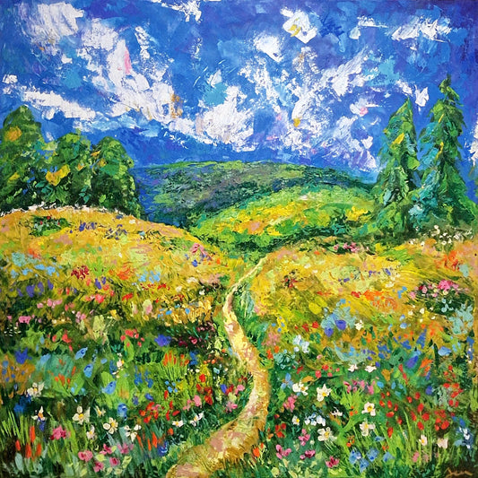 "Meadows Remember Who We Were" Original Acrylic Painting 80x80cm