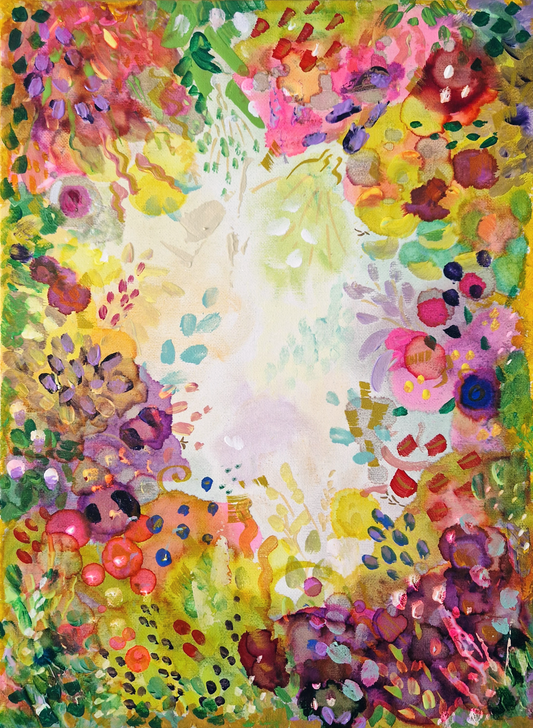 "Rustle and Bloom" Set of 3 Original Mixed Media Paintings 30cm x 40cm