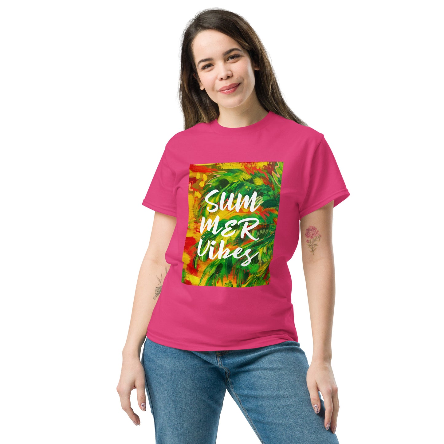 Multicolor Summer Vibes Unisex classic cotton t-shirt
