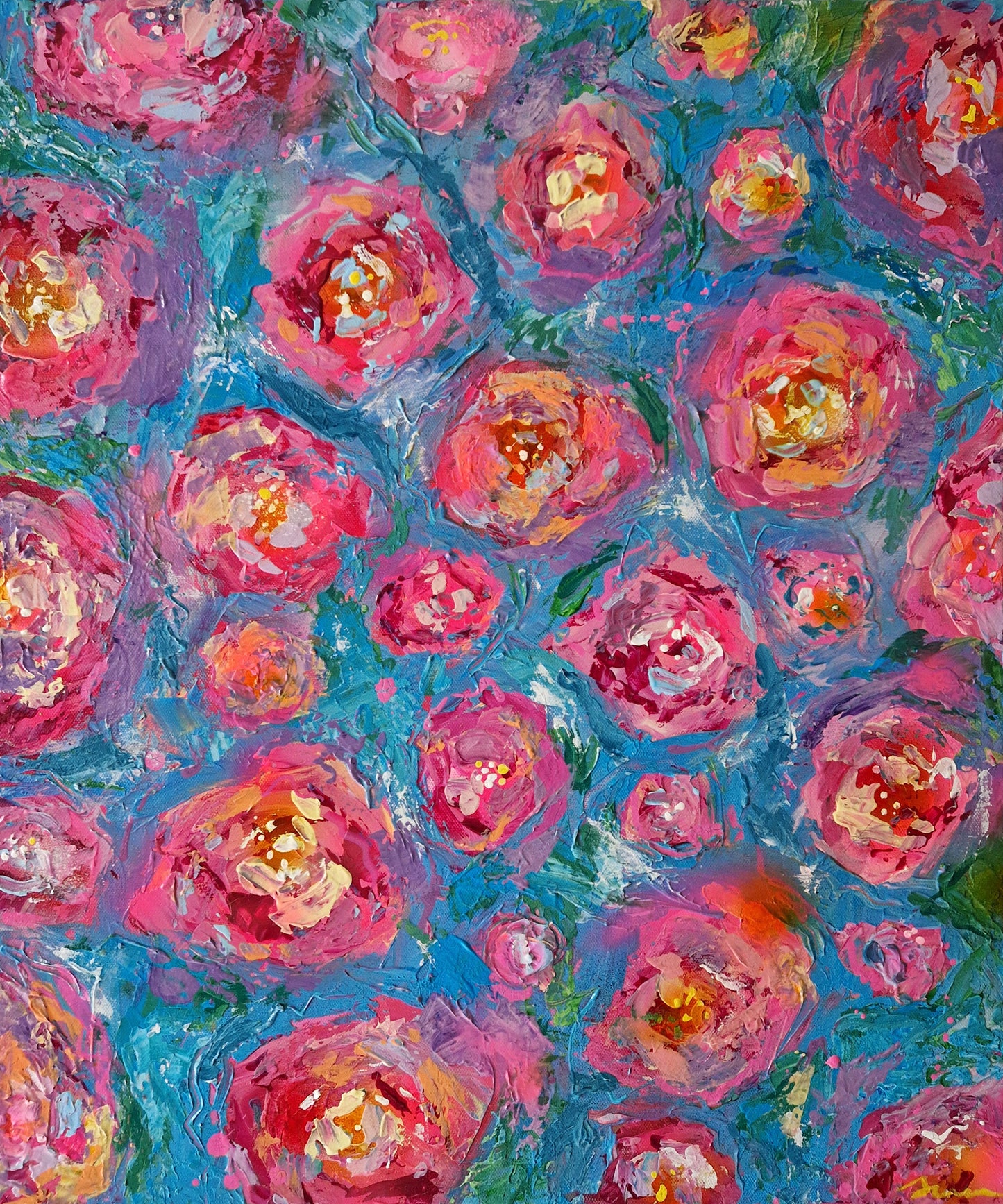 "Zurich Fountain in Spring" Original Acrylic Painting 50x60cm